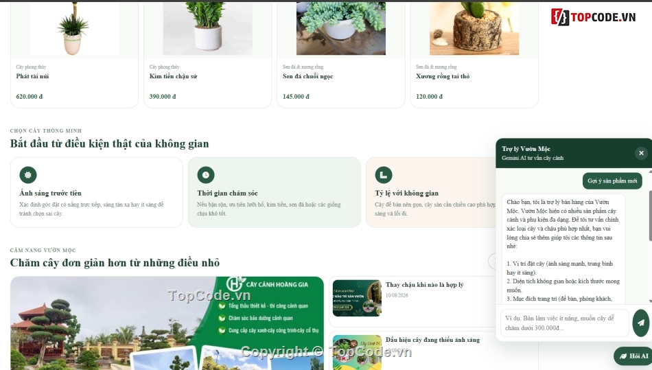 website,web bán cây,AI